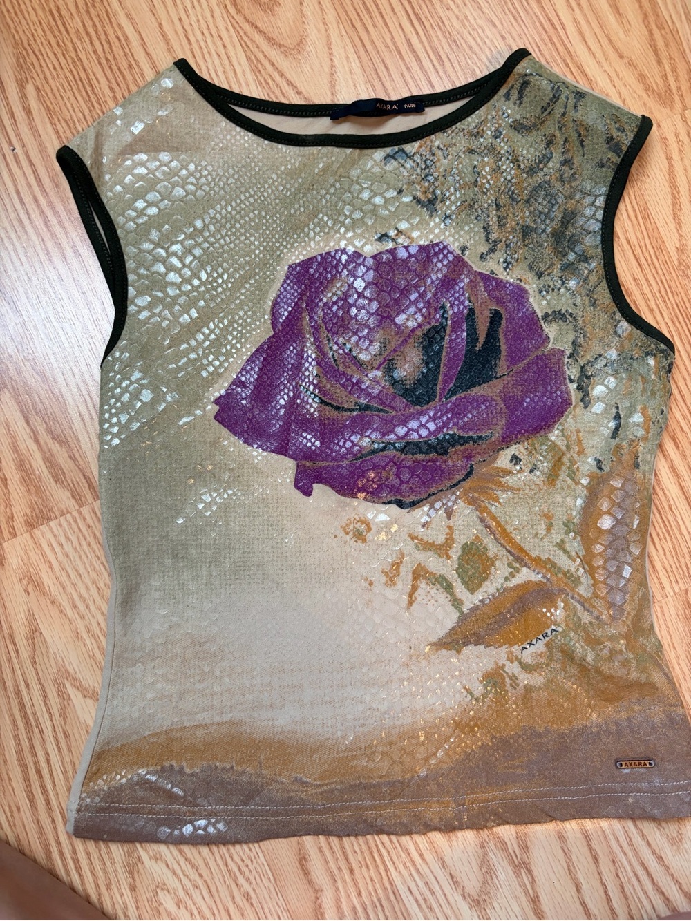 Purple Rose Snake Skin Y2K Euro Paris High neck Sleeveless Top France